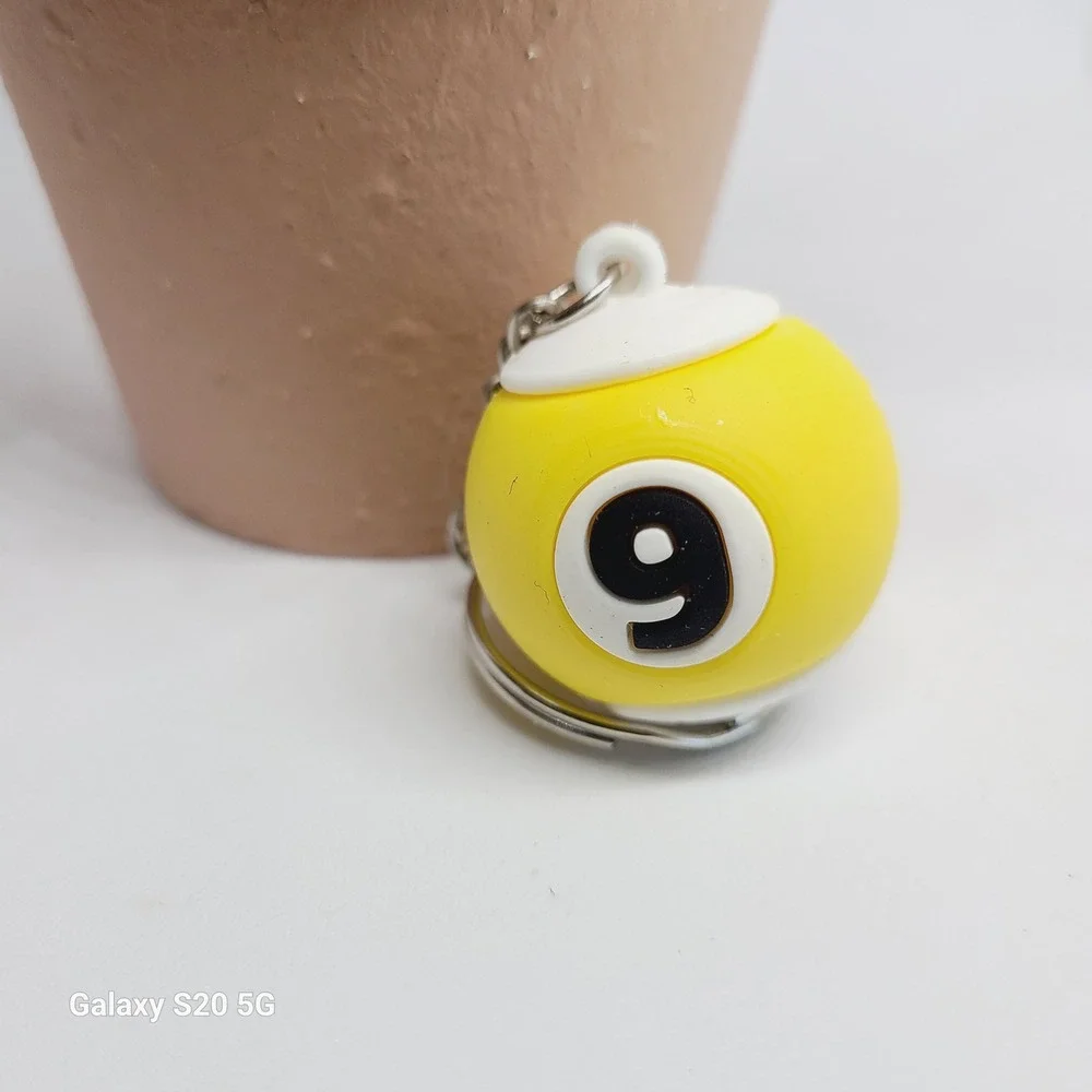 Billiard‎ Ball Number 9 Yellow Keychain Men Accessory Fun Novelty Gift NEW